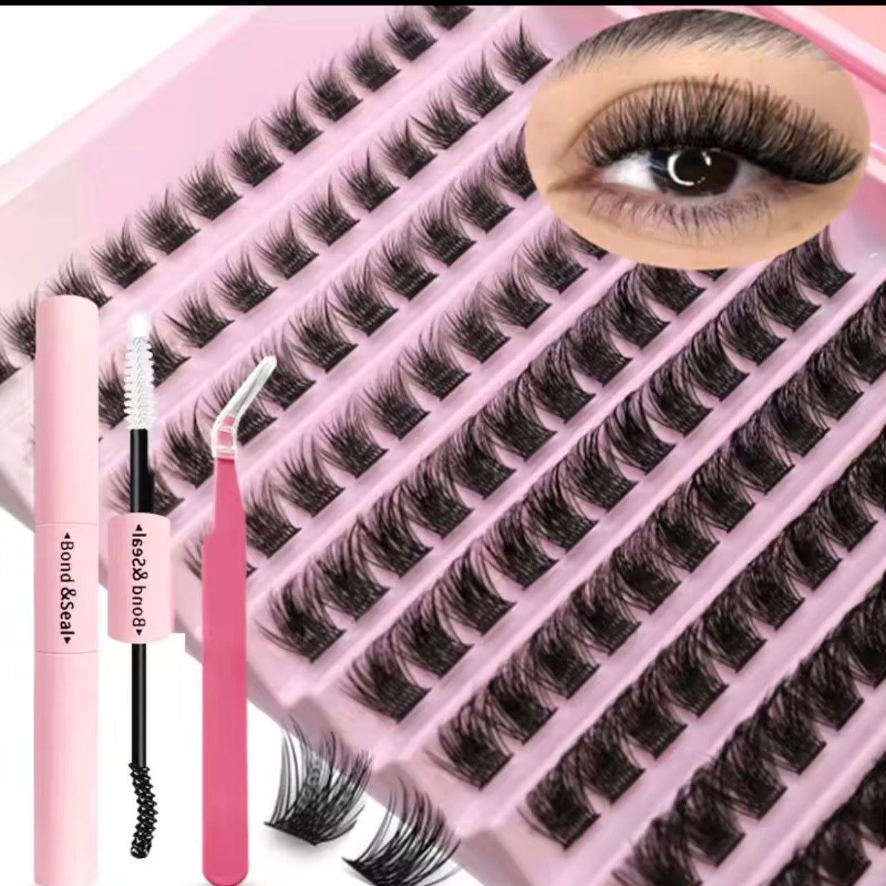 DIY Eyelash Extension Kit – Fluffy Cluster Lashes with Bond & Seal