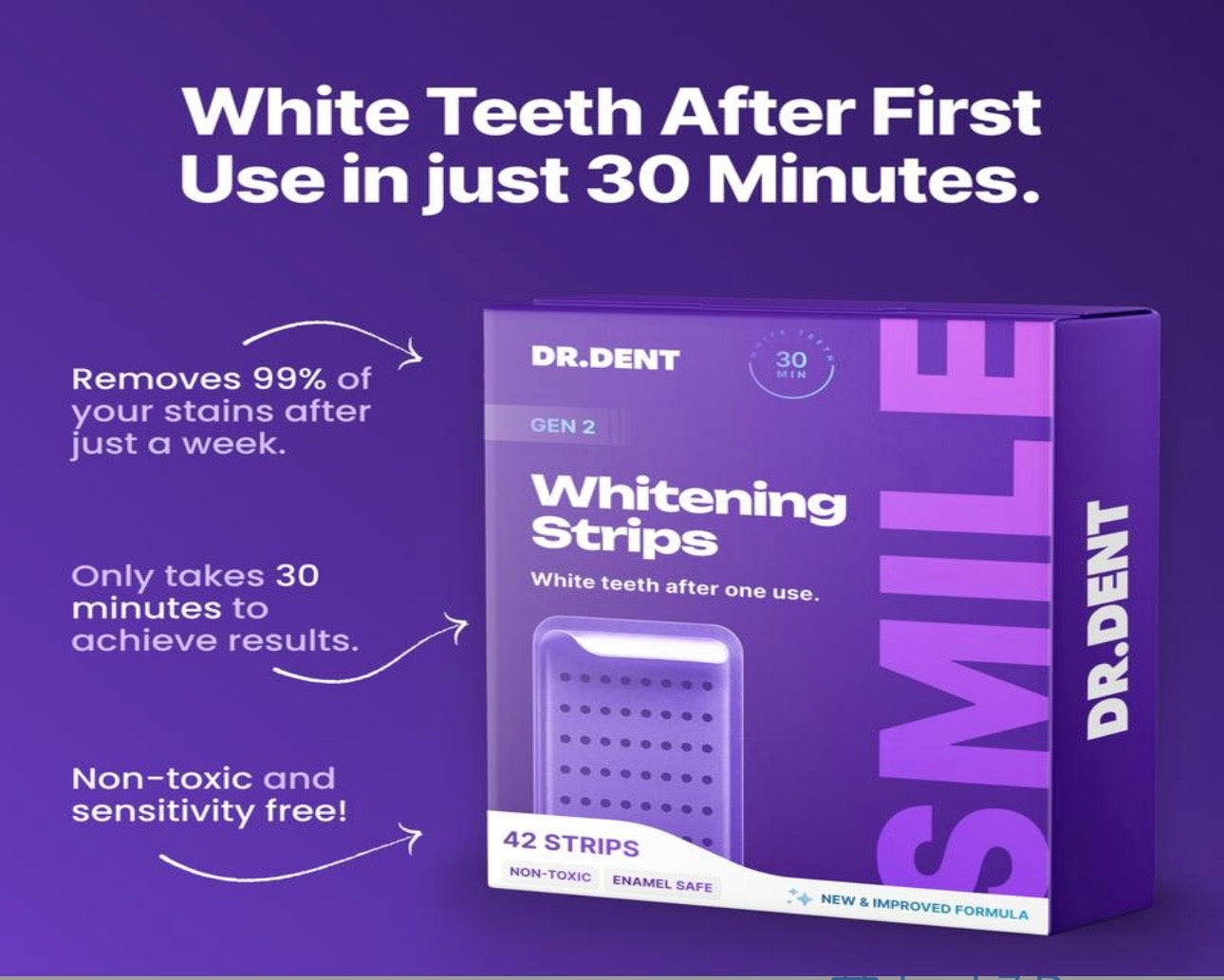 DR dent Purple Teeth Strips | Care for the Enamel Layer, Non-Toxic, Enamel Safe