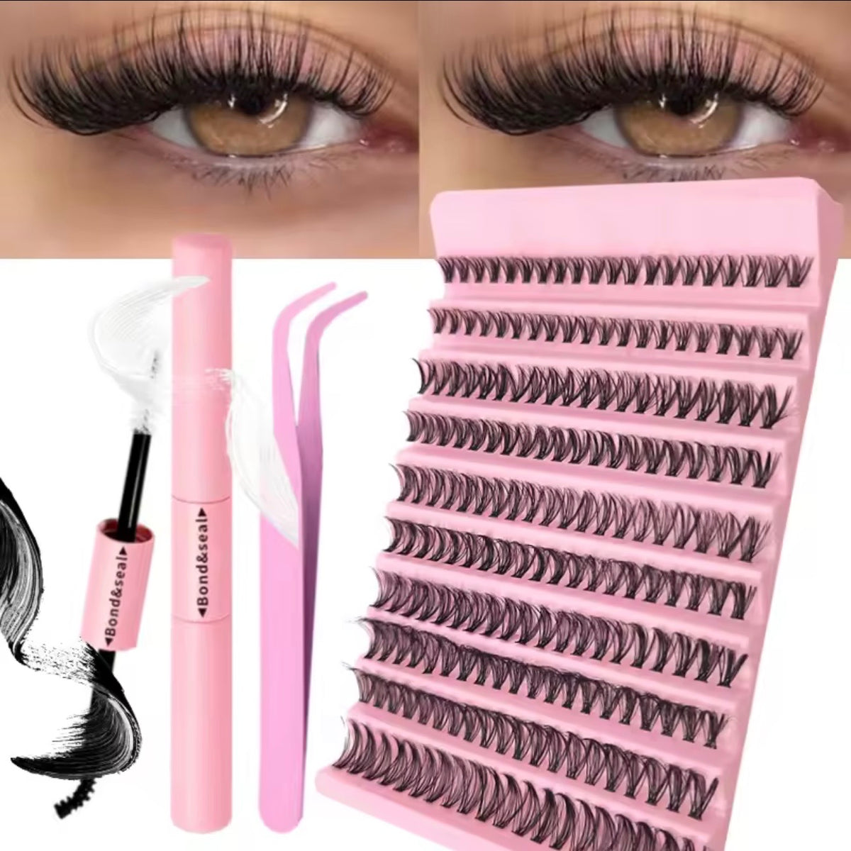 DIY Eyelash Extension Kit – Fluffy Cluster Lashes with Bond & Seal