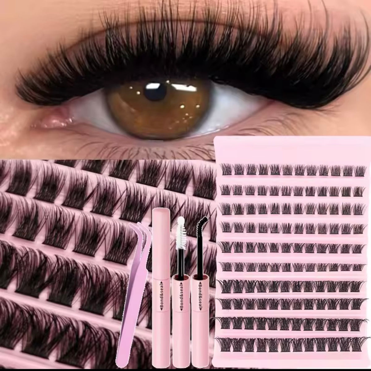 DIY Eyelash Extension Kit – Fluffy Cluster Lashes with Bond & Seal