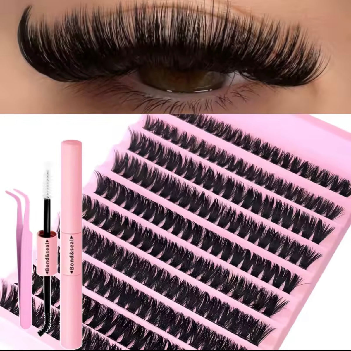 DIY Eyelash Extension Kit – Fluffy Cluster Lashes with Bond & Seal