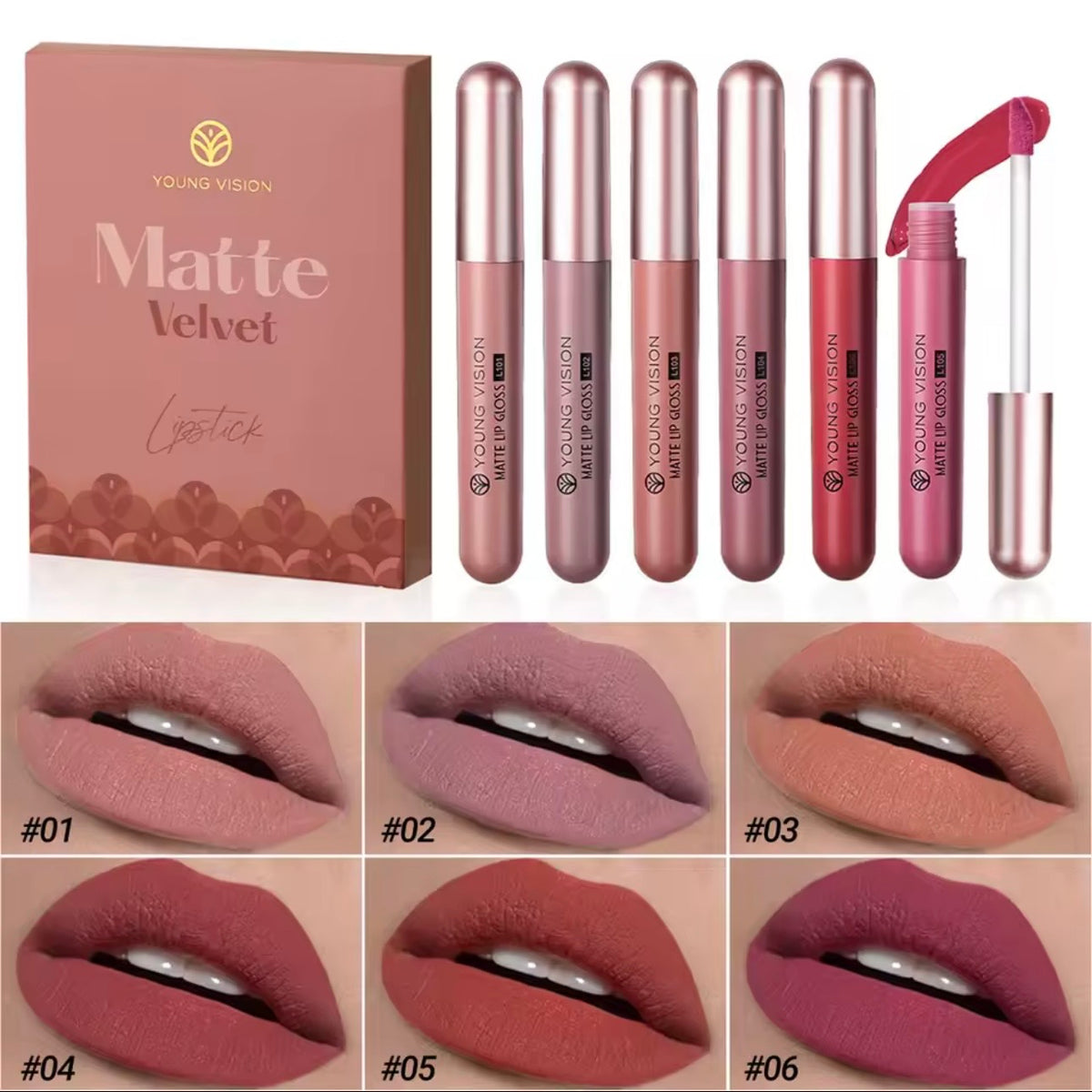 Matte Velvet Liquid Lipstick Set (6 Shades)