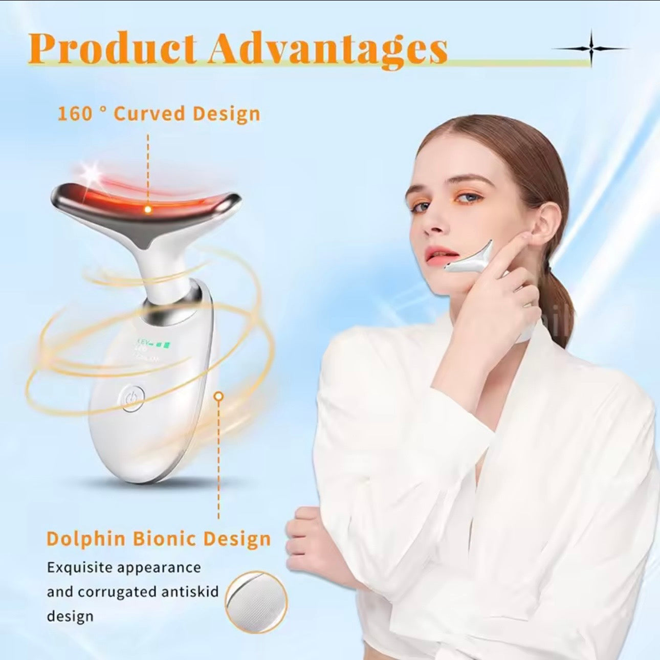 Neck Massager, Facial and Neck Massage Tool, Suitable for Facial, Neck, and Leg Massage, for Women and Men, Facial Beauty Instrument